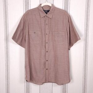 Nat Nast Shirt Mens Large Brown‎ Short Sleeve Button Front Casual Cotton Camp